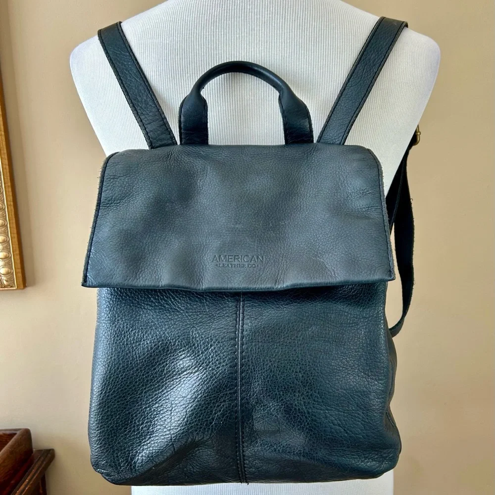 American Leather Co Black Pebbled Liberty Backpack